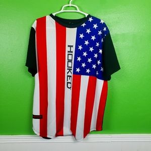 I'm hooked Men's USA American flag mesh pullover jersey shirt size Large